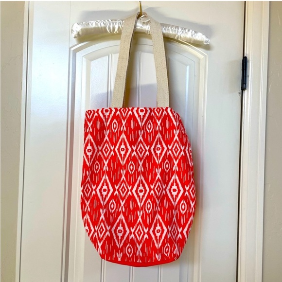 Old Navy Orange & White pattern cotton tote bag. Market, gym, travel, - Picture 1 of 3